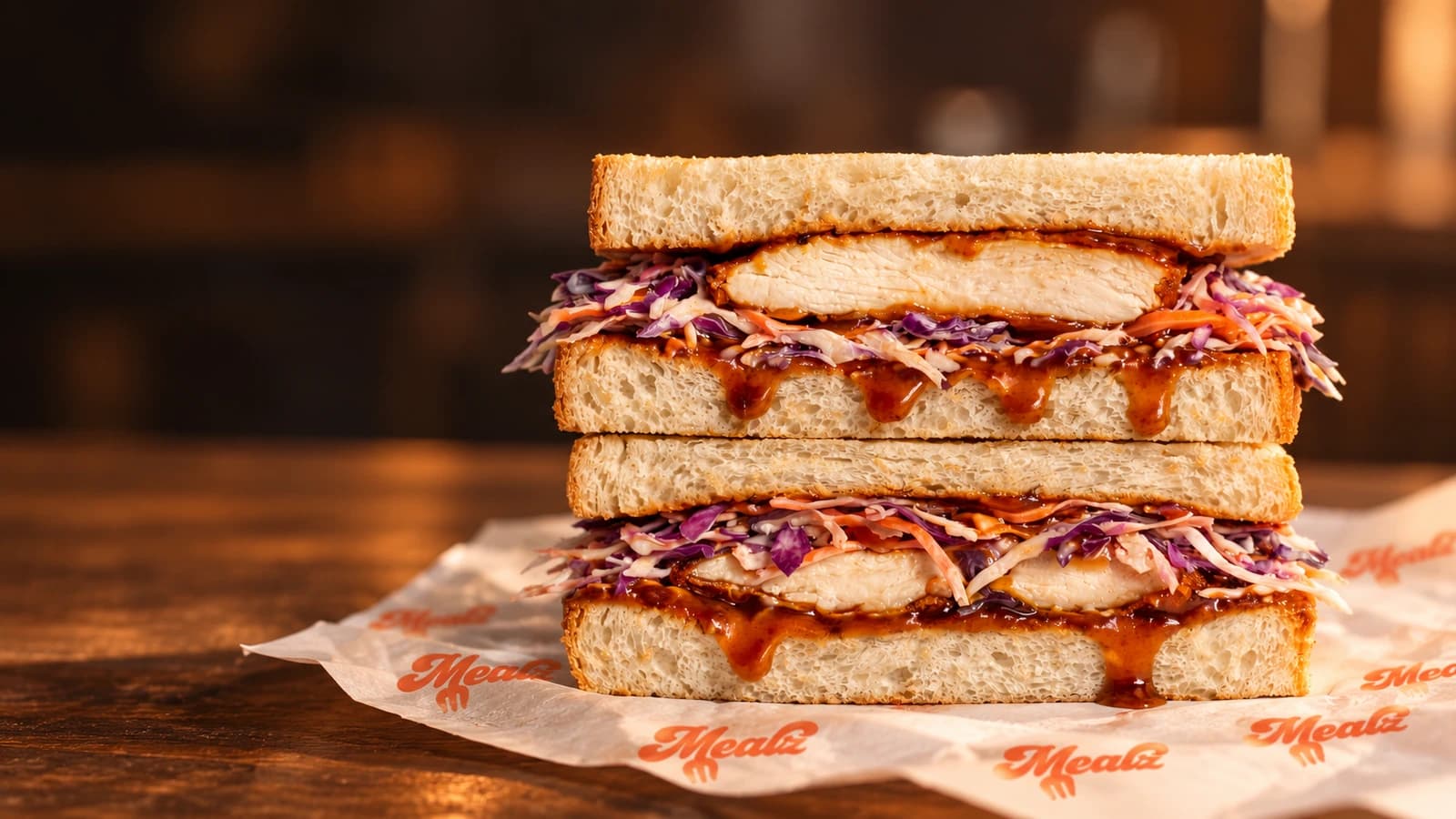 Sando japonais Mealz au poulet, coleslaw et sauce