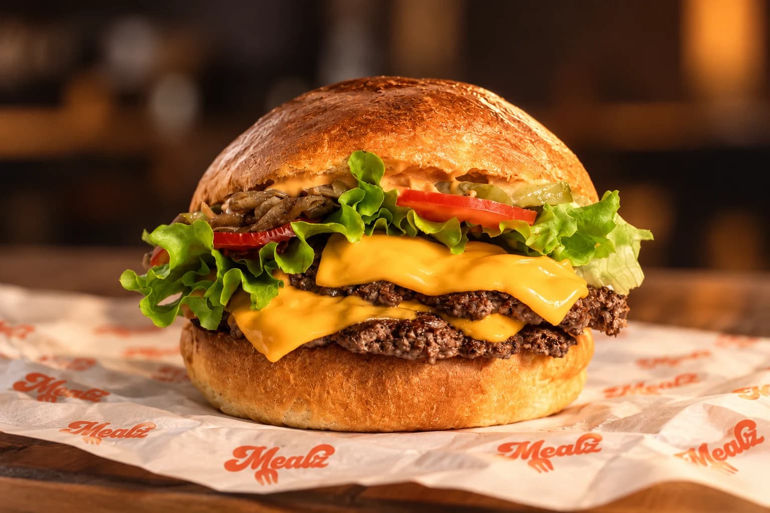 Burger MEALZ à double steak, fromage et salade